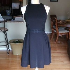 Knit fit and flare black dress